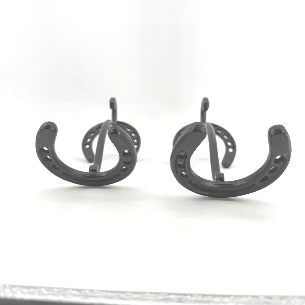 Horseshoe Wall Hooks Coat Hat Hanger Black Rustic Western Decor Set‎ of 2 Cabin